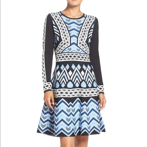 Adorable Eliza J Jacquard Sweater Dress 